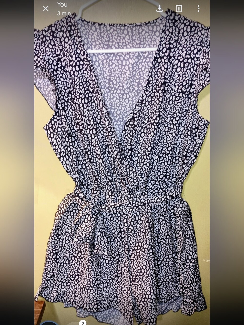 NWT WOMENS ONE PIECE ROMPER SHORTS SET/Black & White Cheetah Size Med